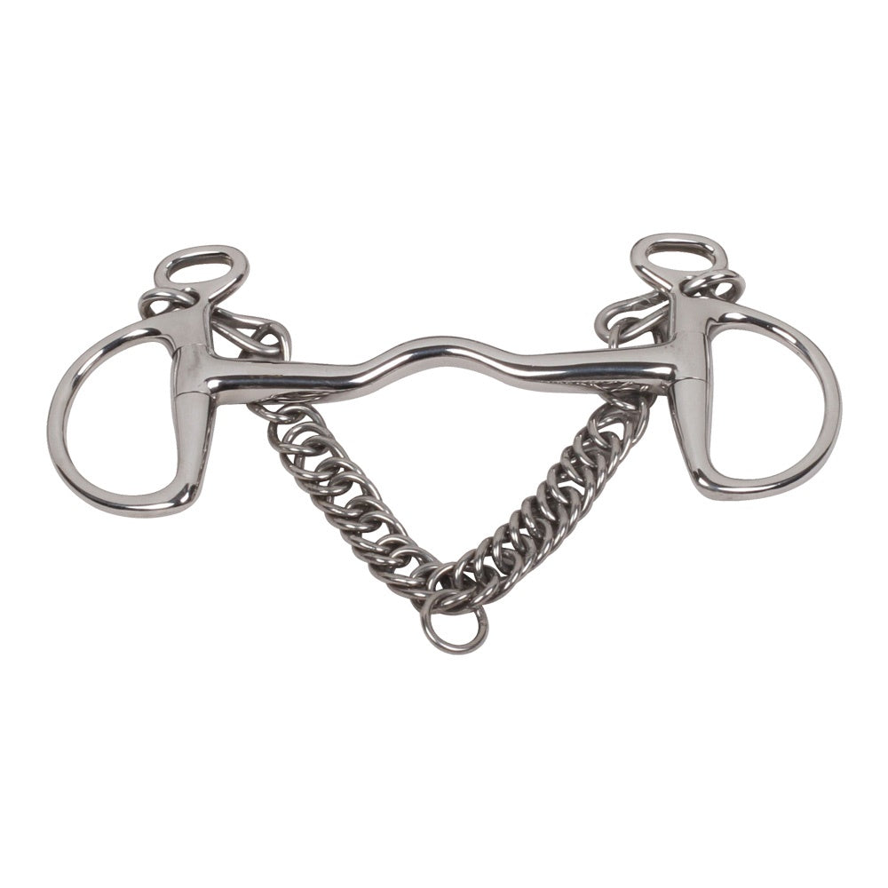 Kimblewick Bit with Ported Mouthpiece, Plain D-Ring Cheeks & Curb Chain | BI-0180