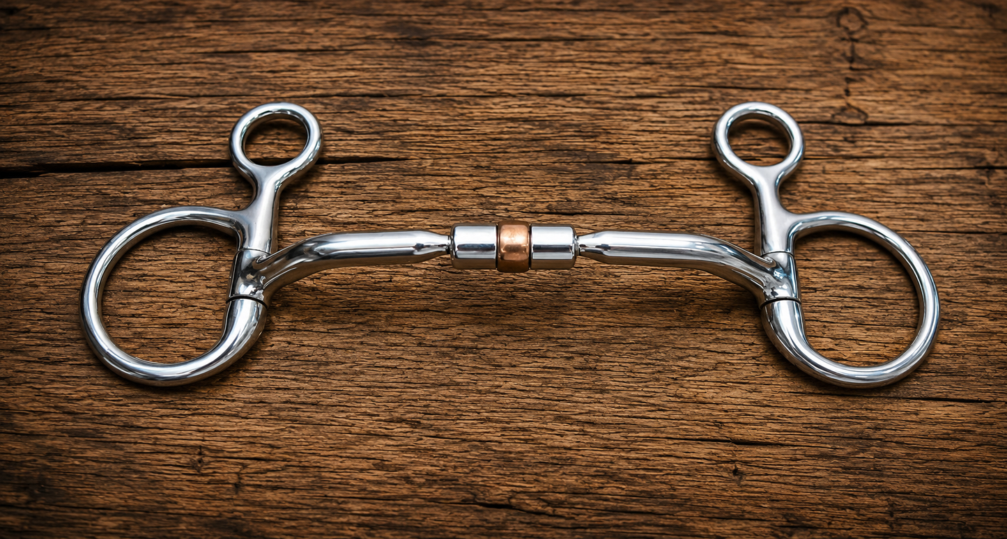 Billy Allen Baucher Hanging Cheek Bit | Copper Roller & Barrel | Double Jointed | Blus Industries