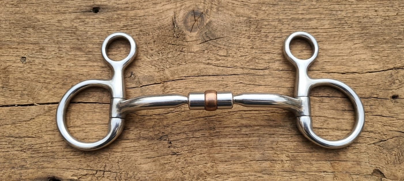 Billy Allen Baucher Hanging Cheek Bit | Copper Roller & Barrel | Double Jointed | Blus Industries