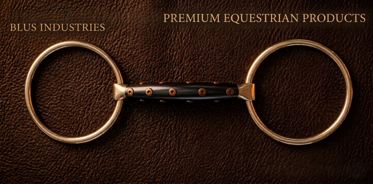 Blue Sweet Iron Loose Ring Curved Horse Bit with Copper Rivets – Premium Soft Contact Training Bit