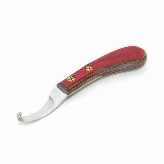 Premium Horse Hoof Knife for Equine Hoof Care | Laminated Wooden Handle (Offset)